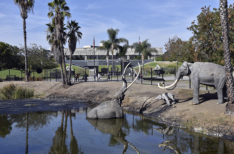 Estatuas de animales en el museo La Brea Tar Pits en Los Angeles