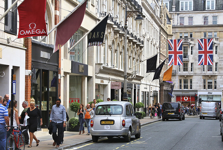 Old bond St, una calle de compras de lujo en Londres