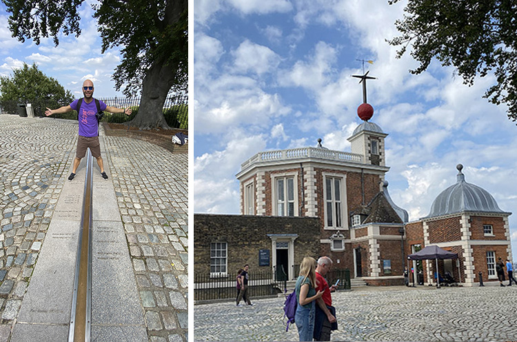 Adri en el meridiano de Greenwich y el Observatorio