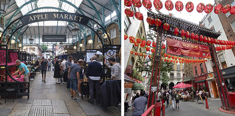 Apple Market y puerta de Chinatown, parte de una de las mejores rutas de Londres