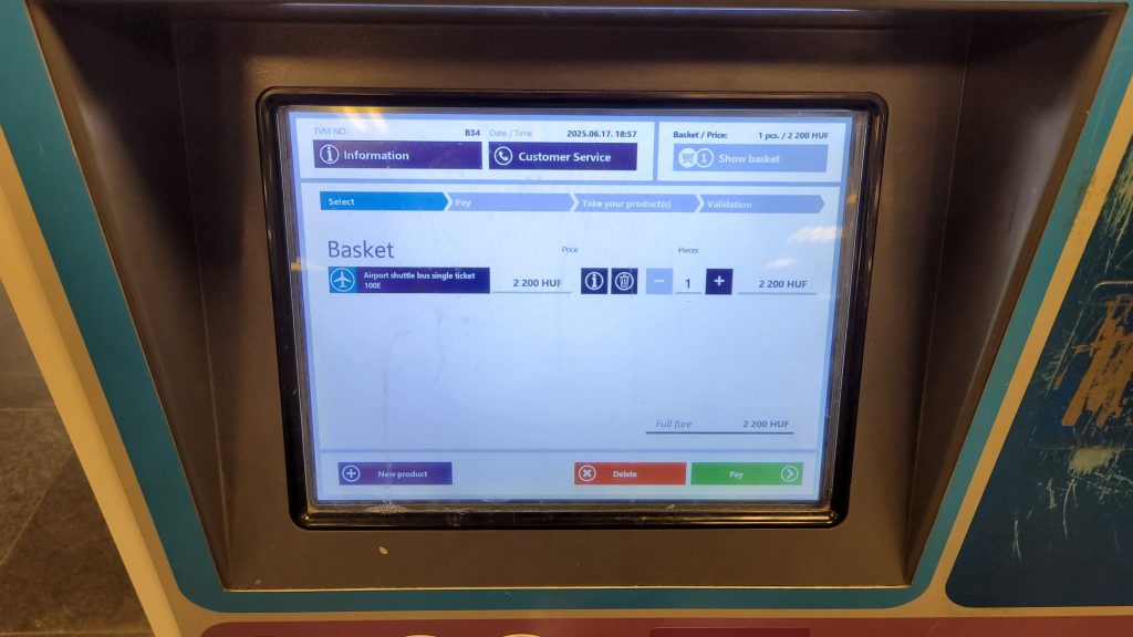máquinas de billetes de bus aeropuerto de budapest