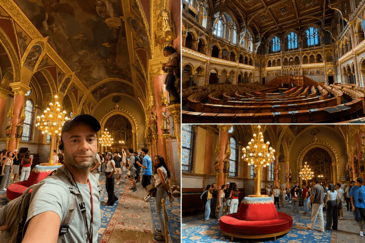 Adri en el interior del Parlamento de Budapest