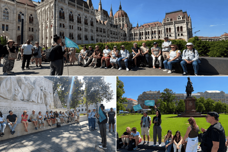 Adri por fuera del Parlamento de Budapest