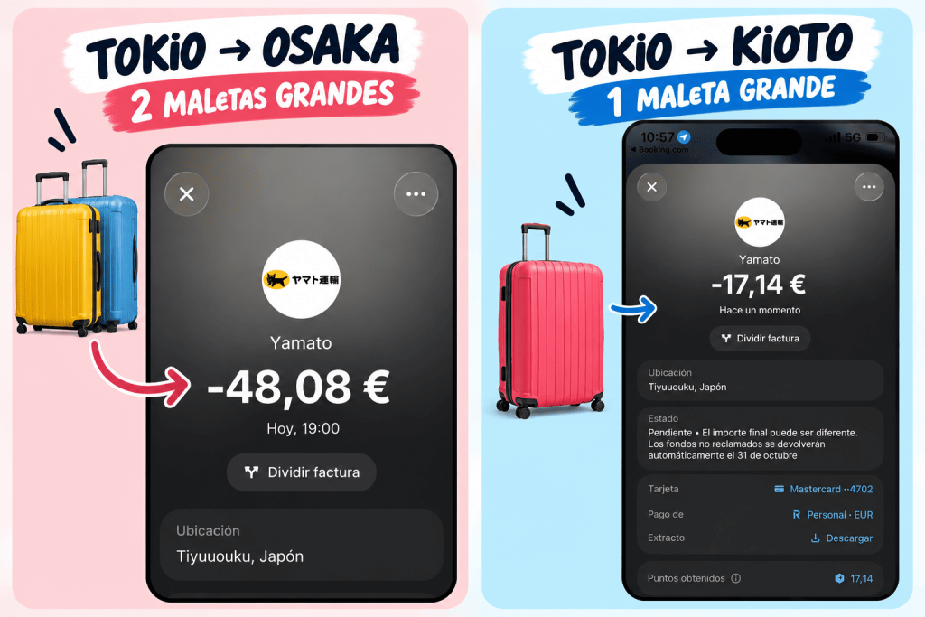 precio envío maletas Japón